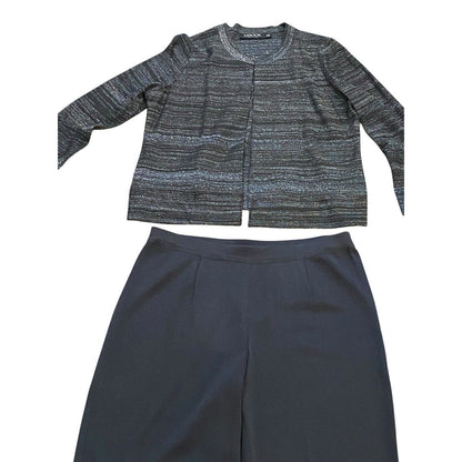 Exclusively Misook Jacket Pant Set XL Petite Metallic Jacket And XL Black Pant