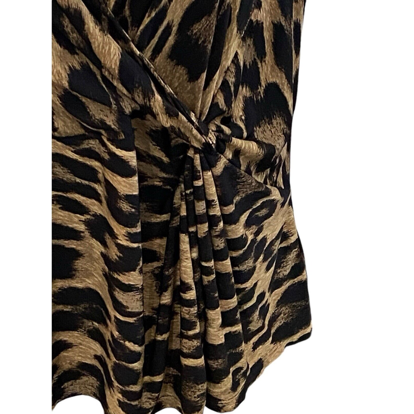 3X Joe Fresh Animal Print Stretch Wrap Fitted Style Sleeveless Blouse Top Shirt