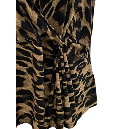 3X Joe Fresh Animal Print Stretch Wrap Fitted Style Sleeveless Blouse Top Shirt