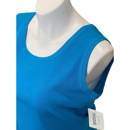 Misook Size XL Petite Knit Acrylic Sleeveless Tunic Shell Tank Top Turquoise NWT