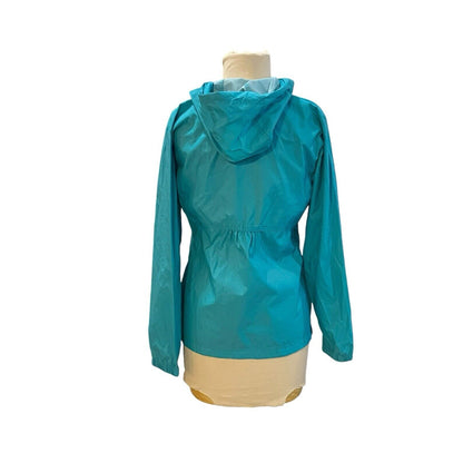 Size Medium Turquoise Blue Columbia Womens Windbreaker Hooded Jacket Full Zip