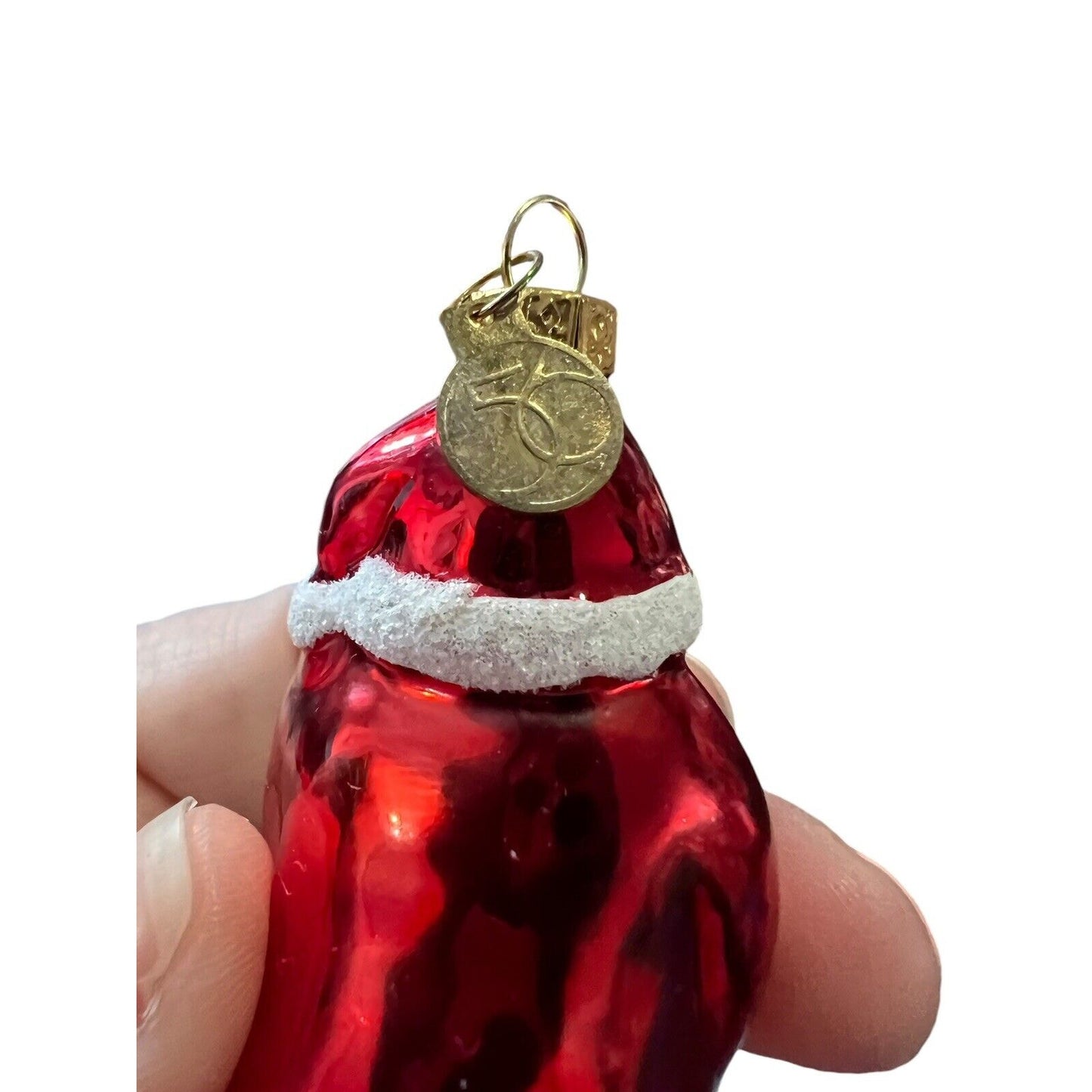 Dept 56 Blown Glass Christmas Ornament Santa Claus Sleigh Set Of Two 2.5”