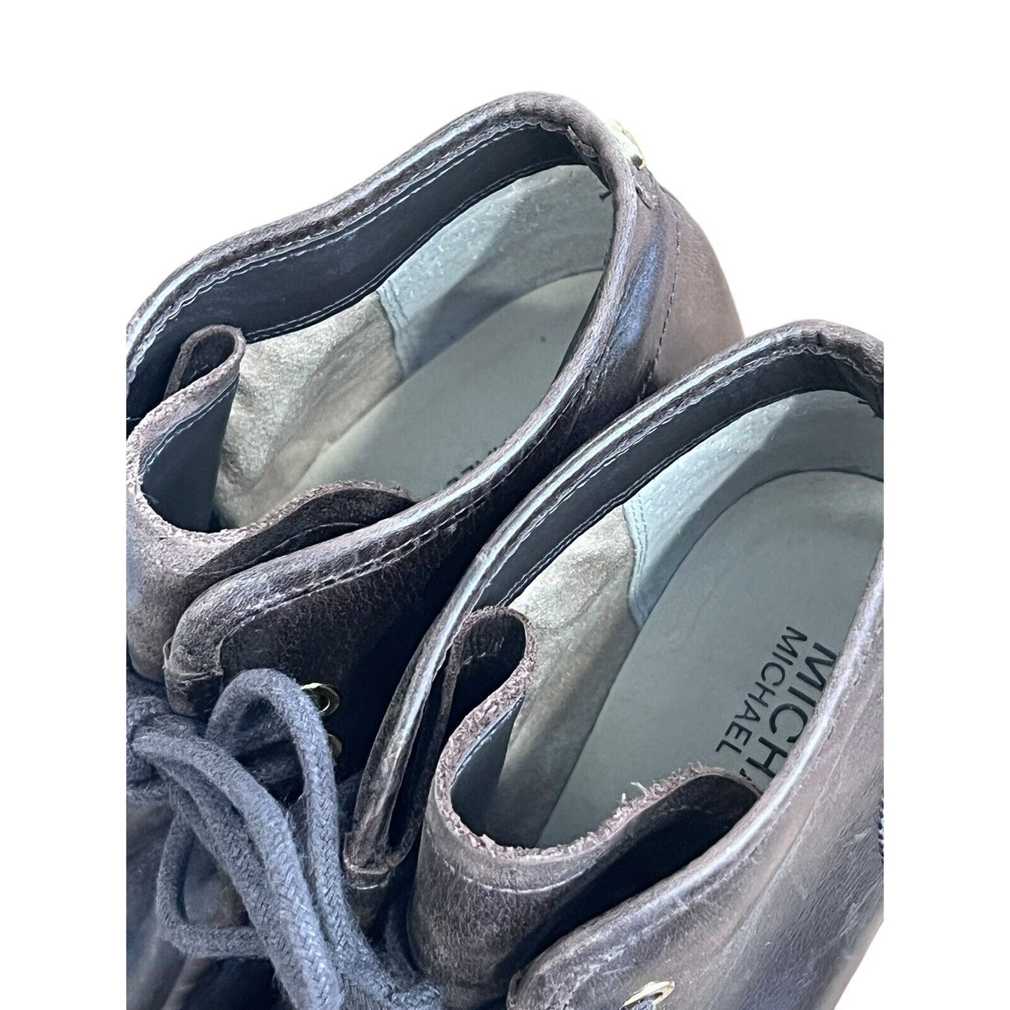 Size 7.5 Michael Kors Rory Wedge Booties Brown Leather Ankle Boots Lace Up