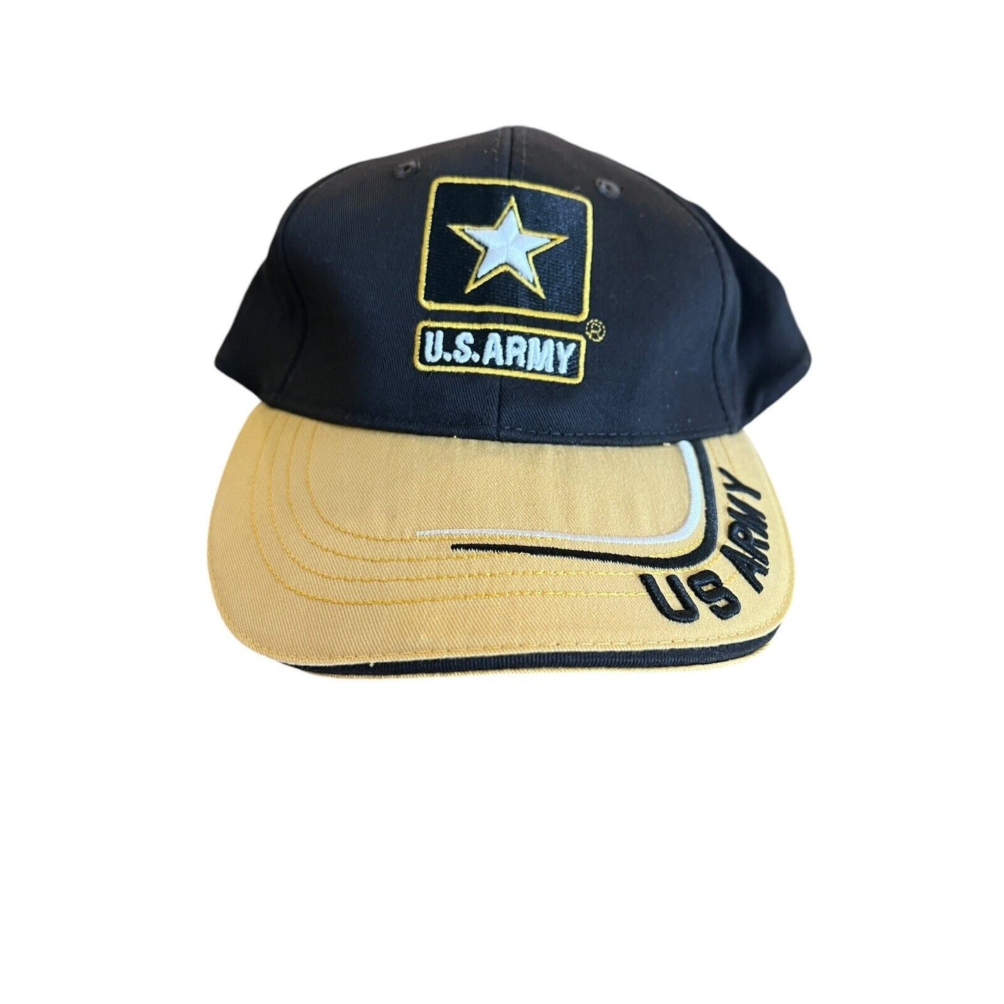 U.S. ARMY Hat Army Strong USA MADE Black Yellow Cap Adjustable
