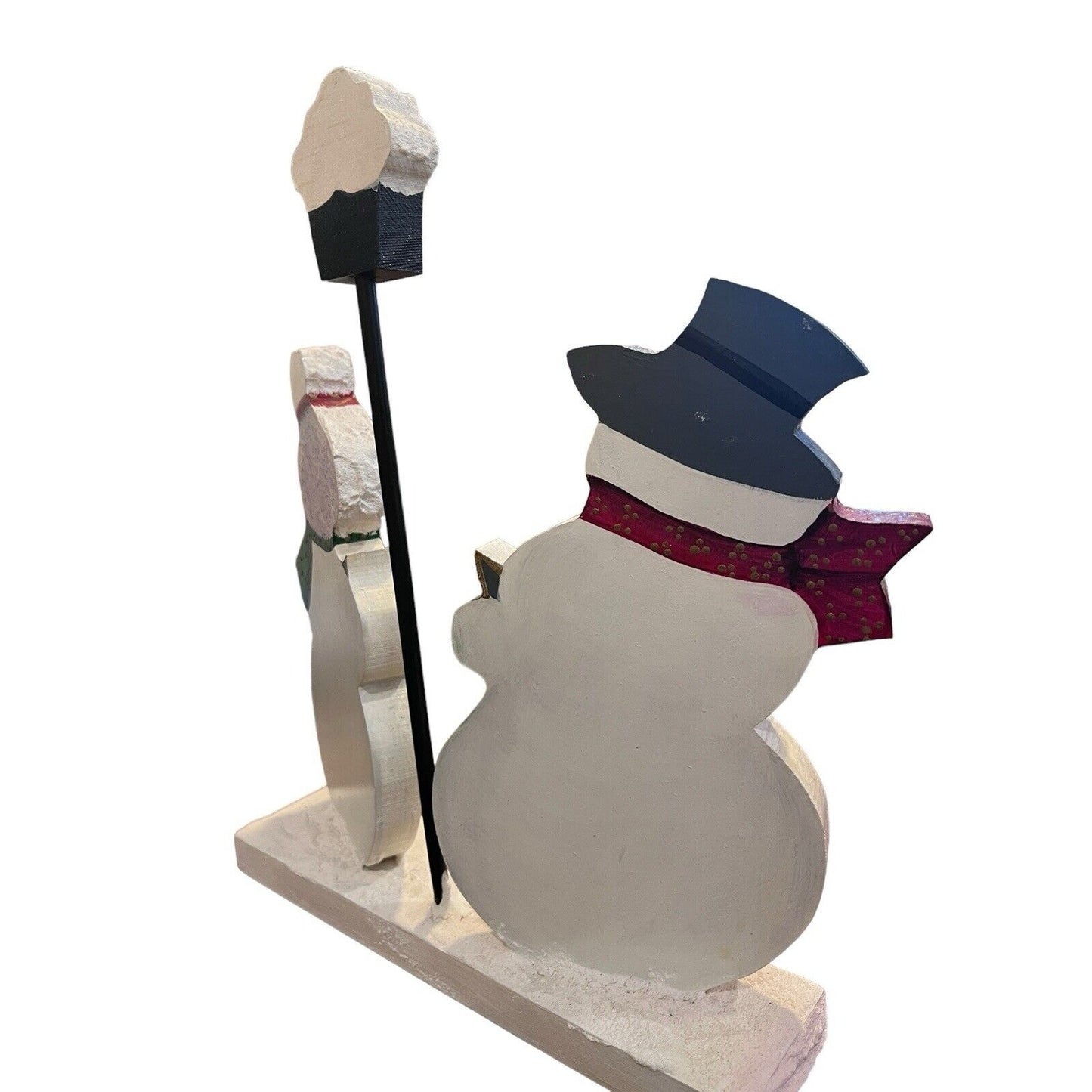 Christmas Decor Santa Snowman Woman Wooden Cut Out Hand Painted Folk Art Whimsy