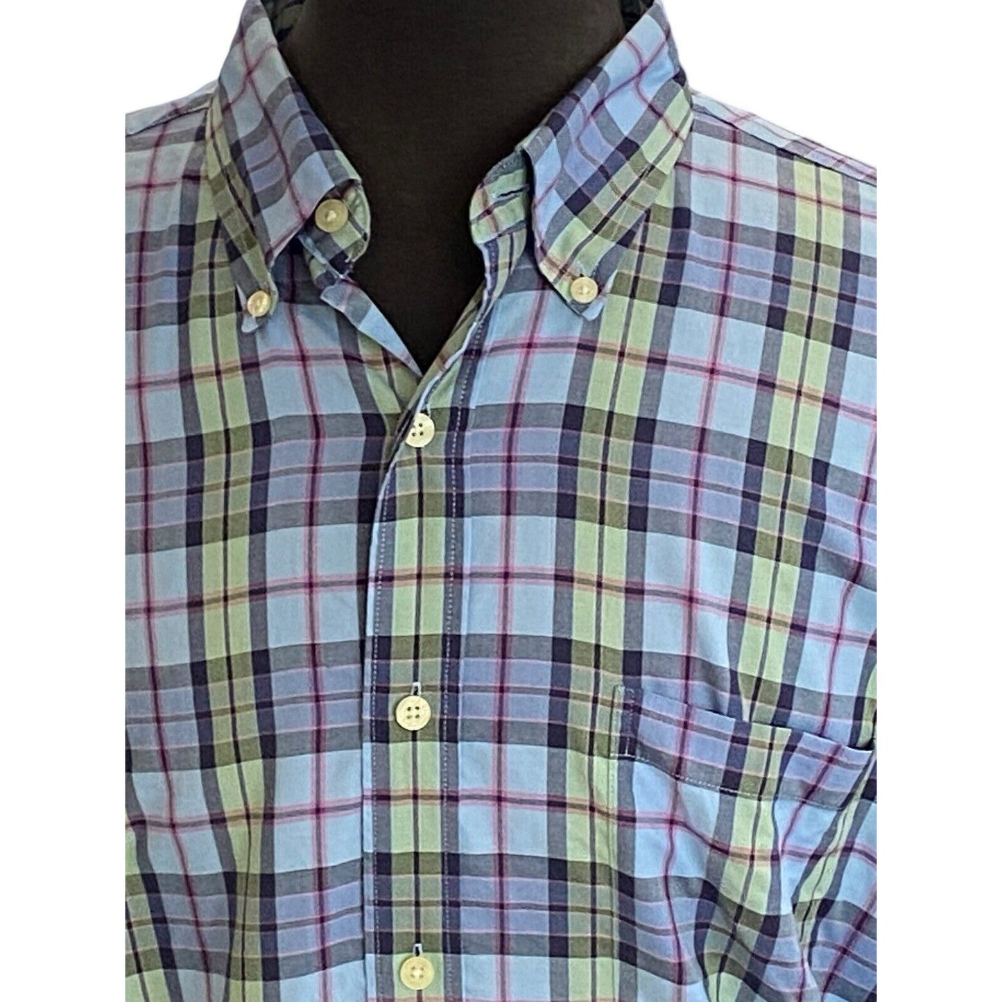 Austin Reed London Men Sz XL Extra Large Shirt Short Sleeve Button Down Plaid
