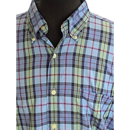 Austin Reed London Men Sz XL Extra Large Shirt Short Sleeve Button Down Plaid