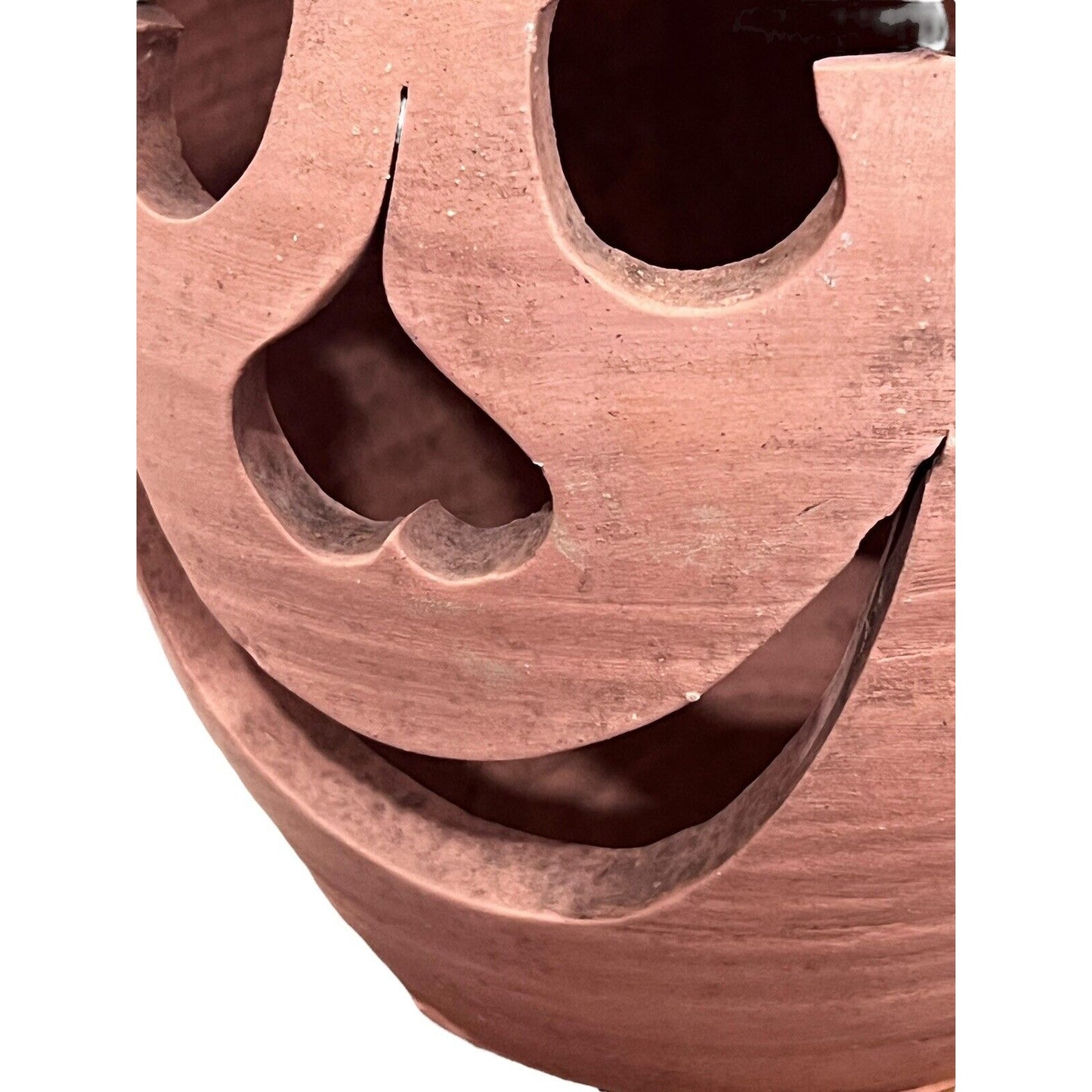 Vintage Terra Cotta Pumpkin Candle Holder Williamsburg Pottery Rare