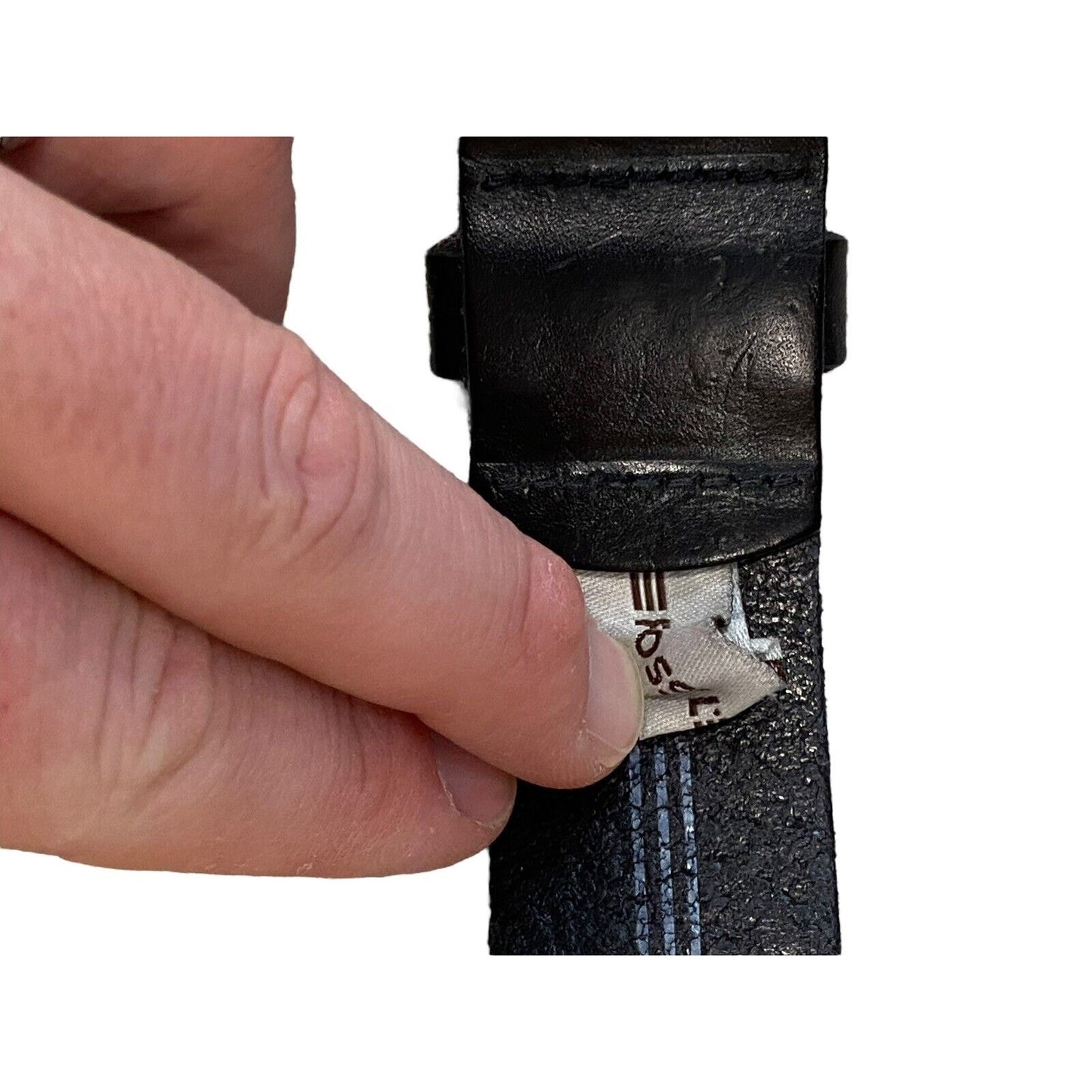 Fossil Black Leather Belt Size 42 Adjustable Wear On Leather And Buckle