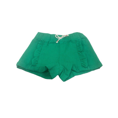 Size 6M Carter's Baby Girls Solid Green Ruffle Accent Pull On Shorts EUC