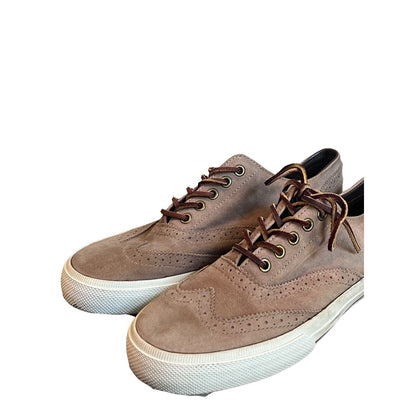 Polo Ralph Lauren Men's Tan Oiled Matte Suede Wingtip Sneaker Shoes Size 8 D