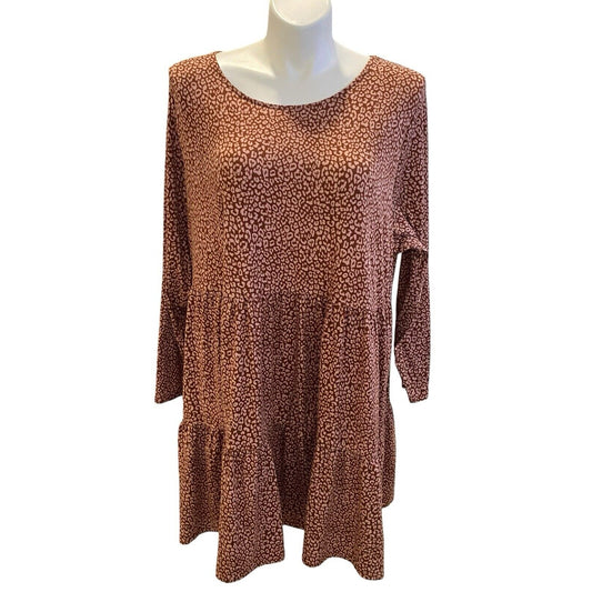 3X Love Fire Dress Women's Brown Pink Plus Midi Comfort