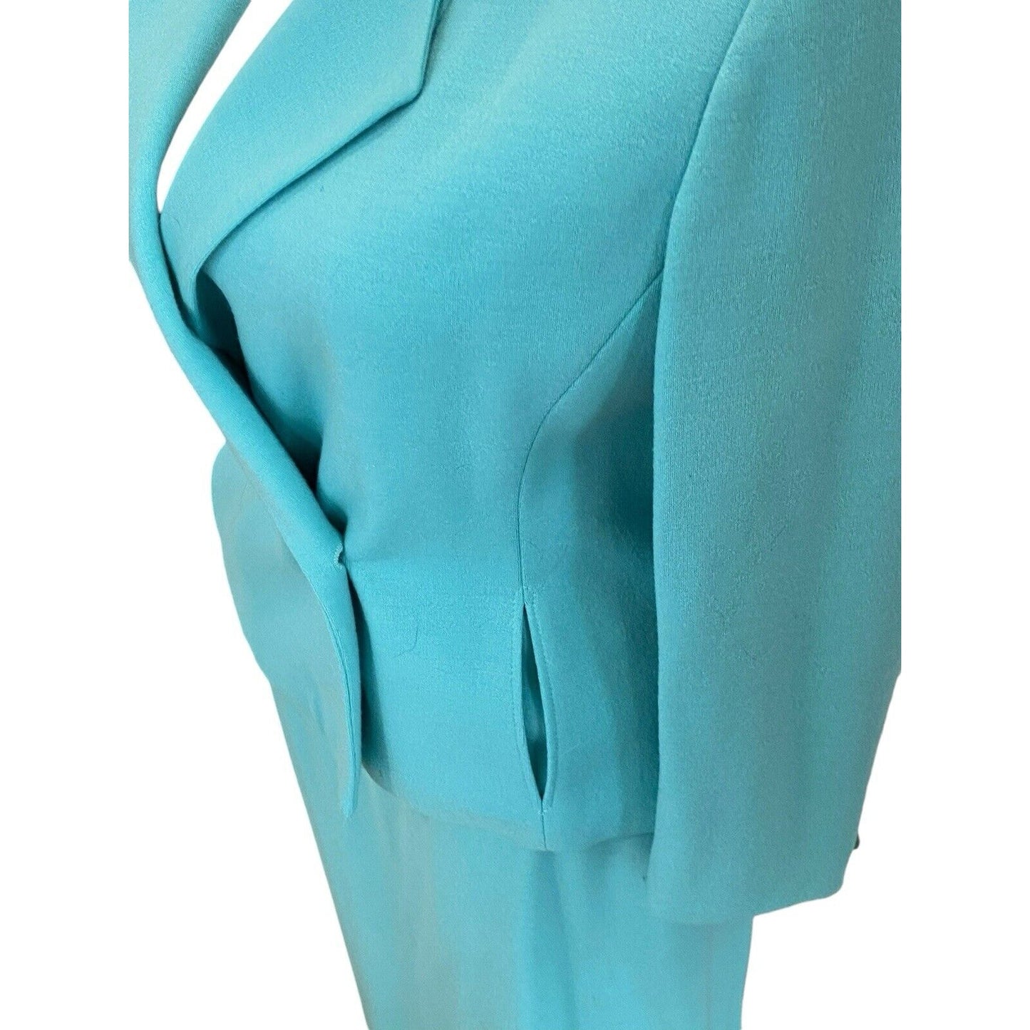 Bleyle Virgin Felted Wool Suit Set Blazer Turquoise Classic Size 18 Skirt 14 Top