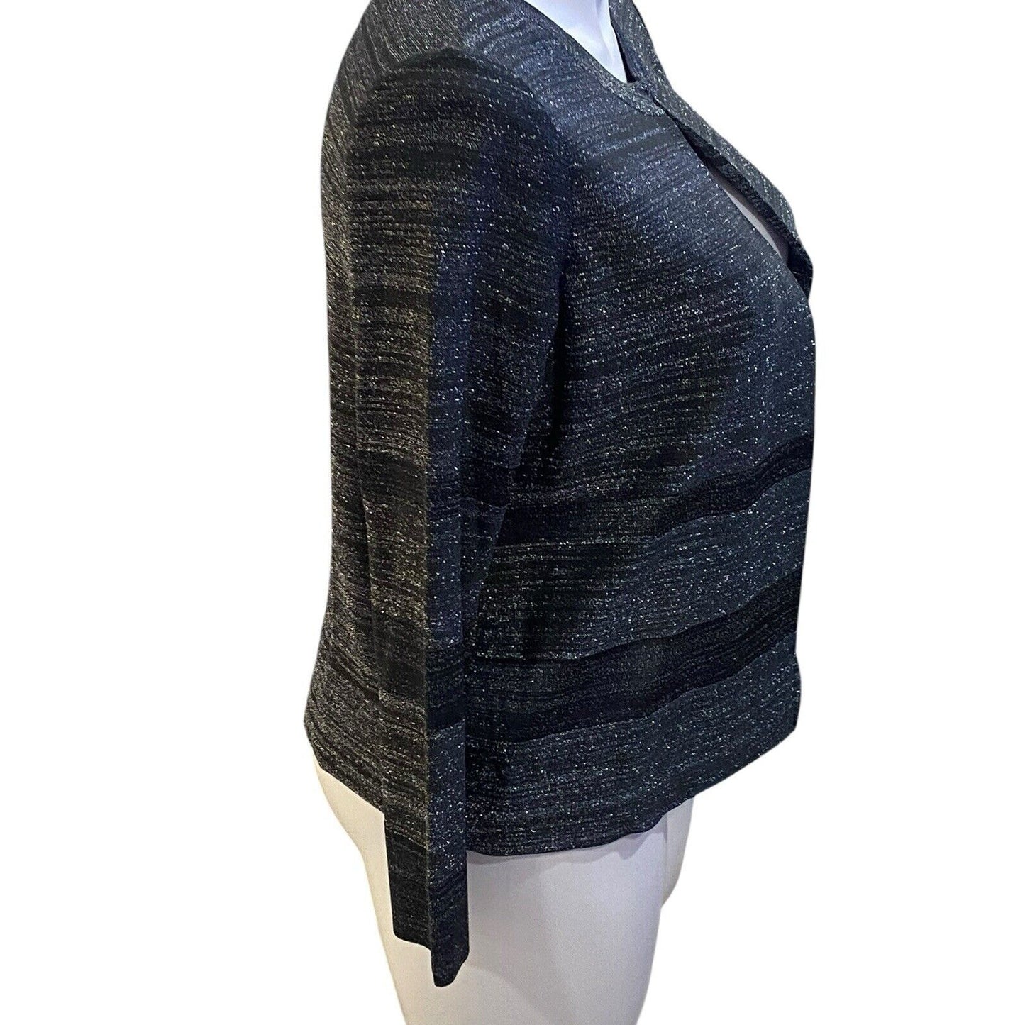 Exclusively Misook Jacket Pant Set XL Petite Metallic Jacket And XL Black Pant