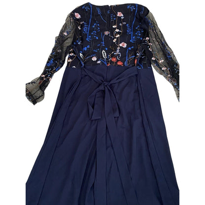 Size 28W Bloomchic Romper Jumpsuit Formal Embroidered Navy Floral NWT