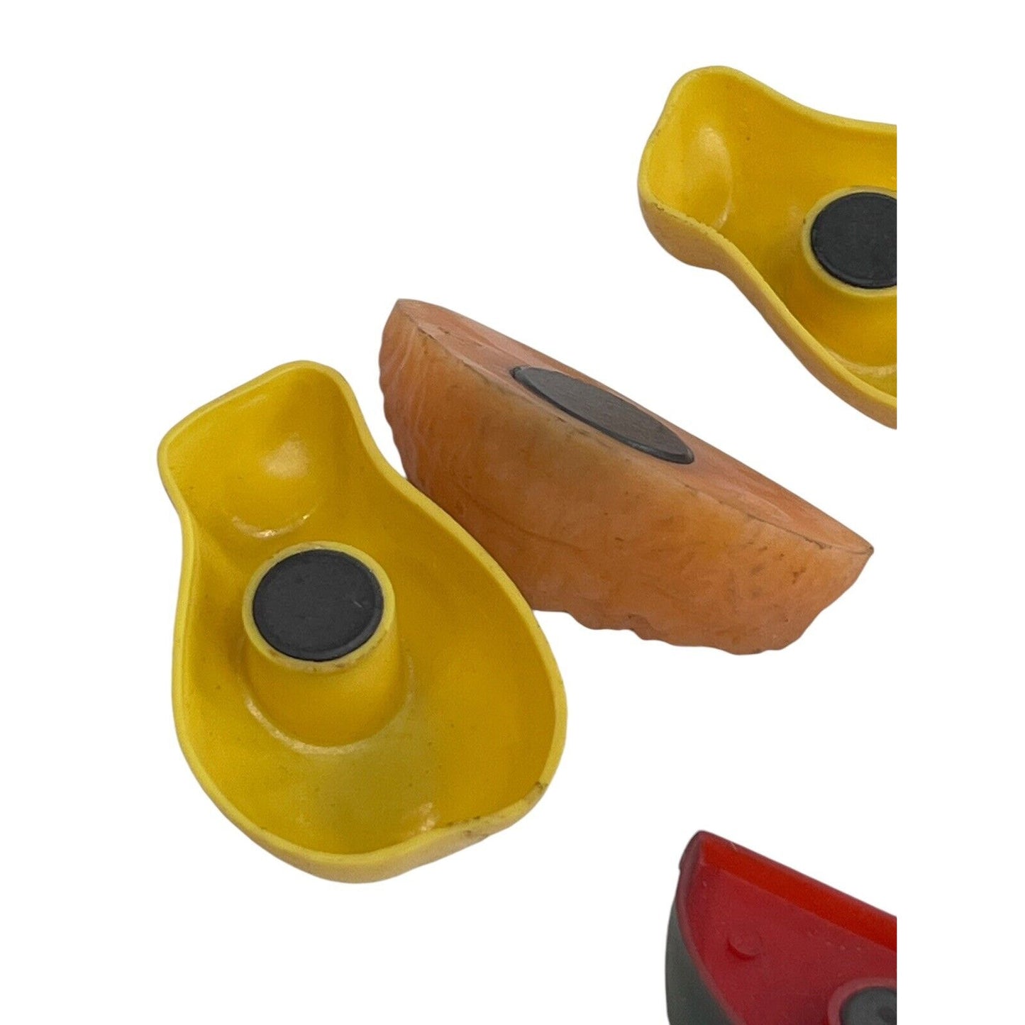 Vintage Fruit Fridge Refrigerator Magnets Plastic set of 5 1960s Watermelon Pear