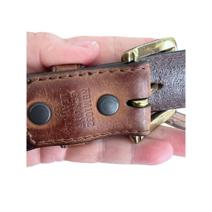 Size 36 Rocky Mountain Leather Brown Brass Buckle Worn Belt