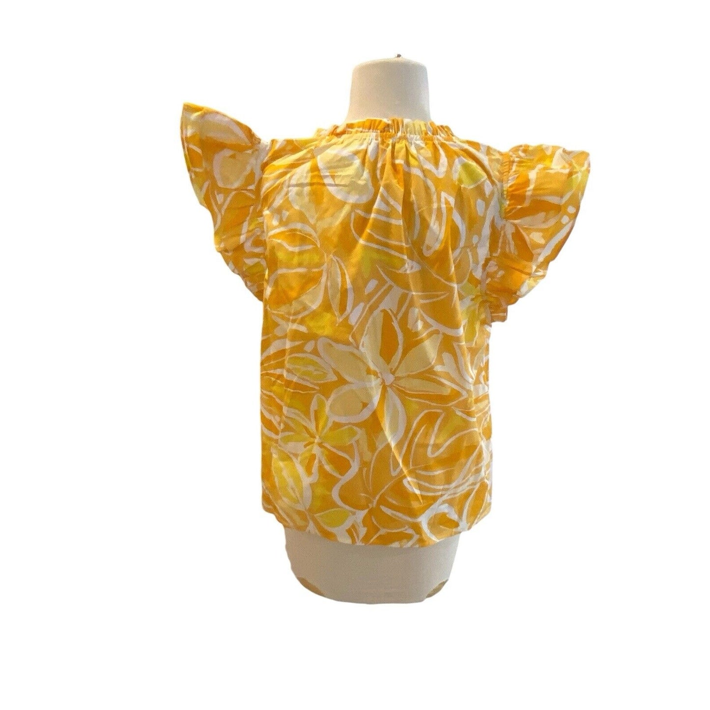 Small NWT Sugar Lips Sleeveless Floral Ruffled Shirt Top Blouse Yellow