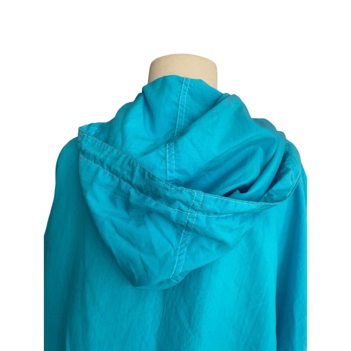 Vintage Venezia Hooded Turquoise Lined Windbreaker Jacket Plus Size 22/24