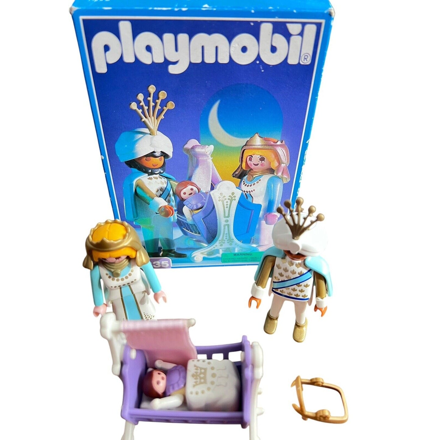 Vintage Playmobil 3835 Sultan Royal Family Prince Princess Baby Cradle Open 95