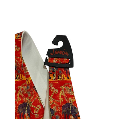 J GARCIA Tie Red Print Jerry Garcia Grateful Dead 56” Neck Tie Camel