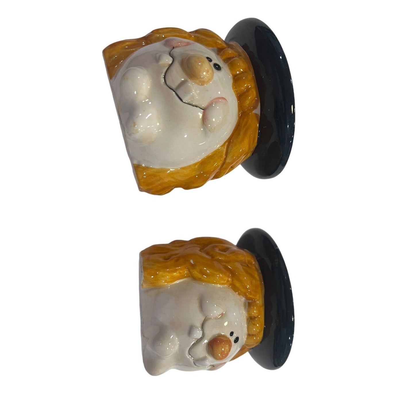 2 WCL Halloween Witch 3.5" X 3.25" Candles Stand Orange Black Spooky Pillar Set