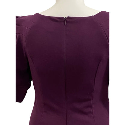 Jessica Simpson Purple Elbow Sleeve Pleated Rouched Sheath Dress Size 12