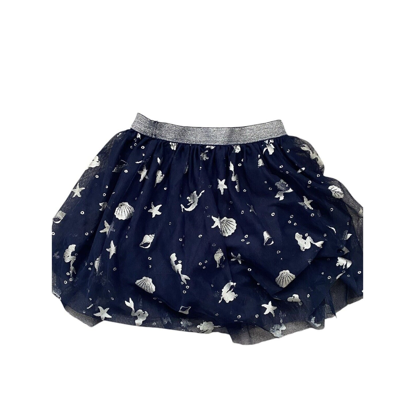 Disney Jumping Beans Size 6 Girls Skirt Layered Tulle Navy Metallic Mermaid Line