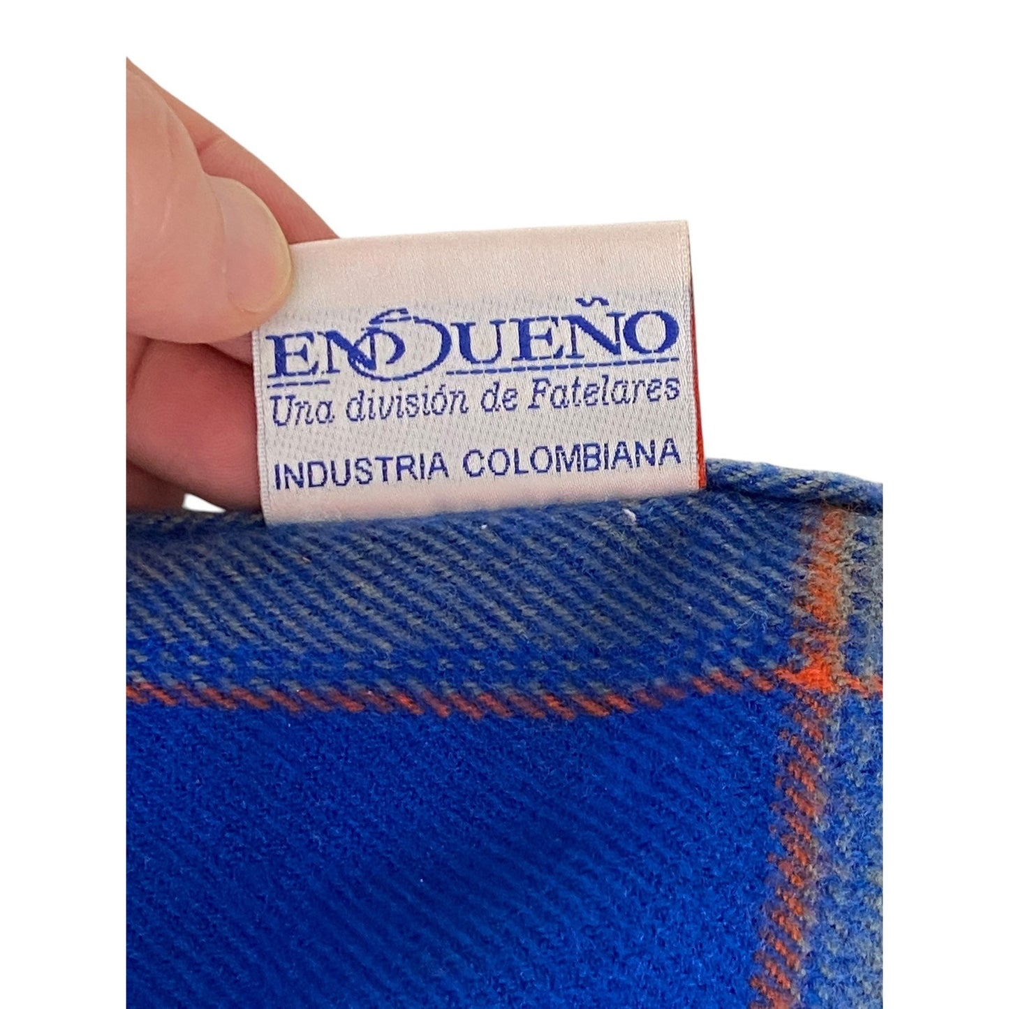 Aces Airline Blanket Wool Blue Plaid Made In Colombia Vintage 60”x40”