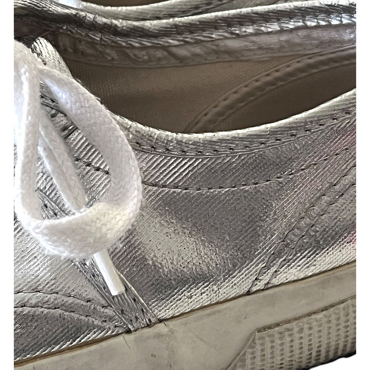 Superga Silver Metallic Shoes Womens Size 5.5 Low Top Sneakers Street Machine