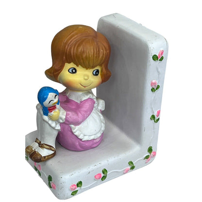 Vtg Kitsch 1970 Girl Bird Plastic Book End Hong Kong ONE SIDE ONLY