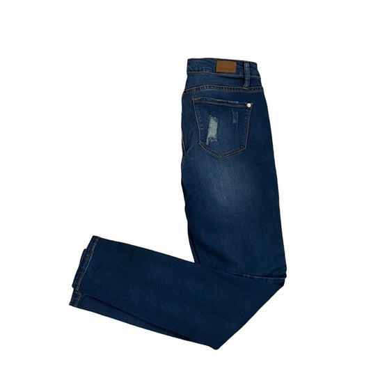 Size 9/29 Judy Blue Jeans Womens Medium Wash Distressed Patch Snake Skinny Fit