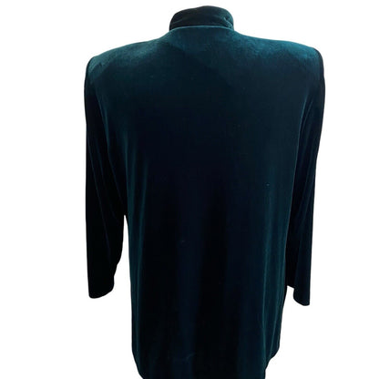 Vintage 90s R&M Richards Size 18 Hunter Green Velveteen Velour Jacket Holiday