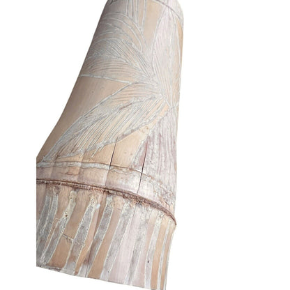 LARGE Vintage Hand Carved Wooden Bamboo Dry Flower Vase 8” Natural