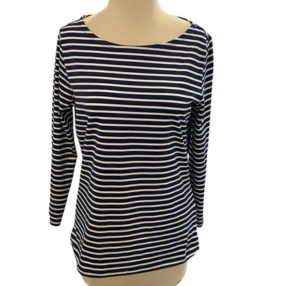 Small Vineyard Vines Sankaty Boatneck Striped Navy White Performance Fabric