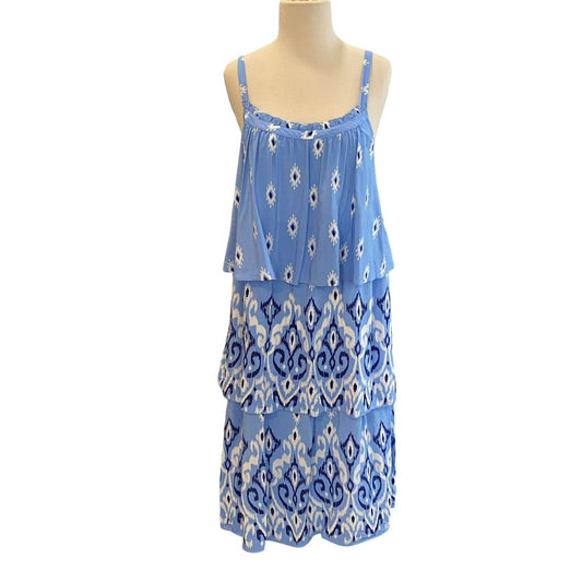 Size Small Southern Tide "RAYELLE" Layered Sundress Tier Blue White Ikat