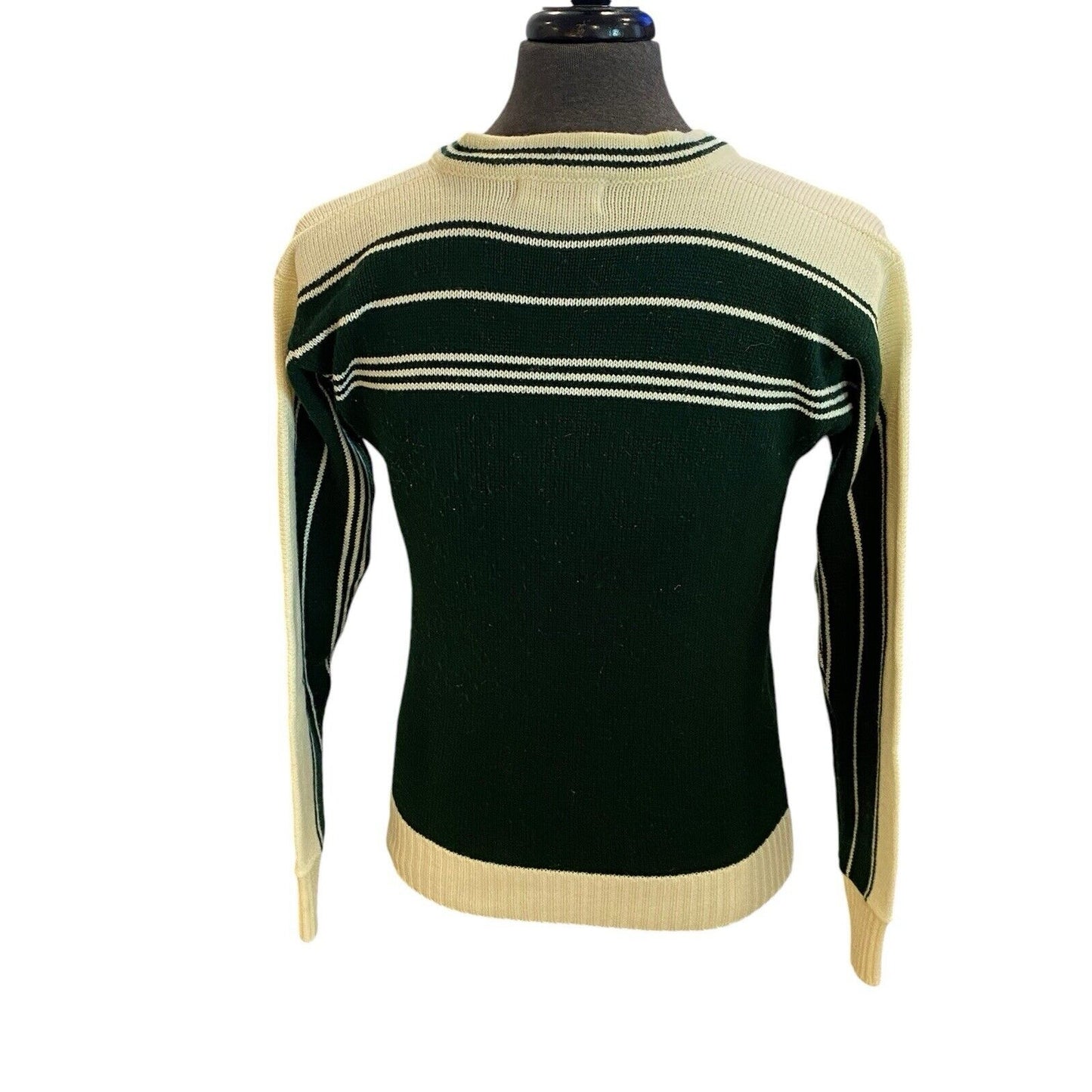 VINTAGE Size Medium Snowdrift Acrylic Sweater Mens Pullover Green V-Neck Preppy