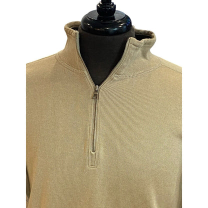 Size Medium Banana Republic Cotton Tan 1/4 Zip Pullover Men's Beige