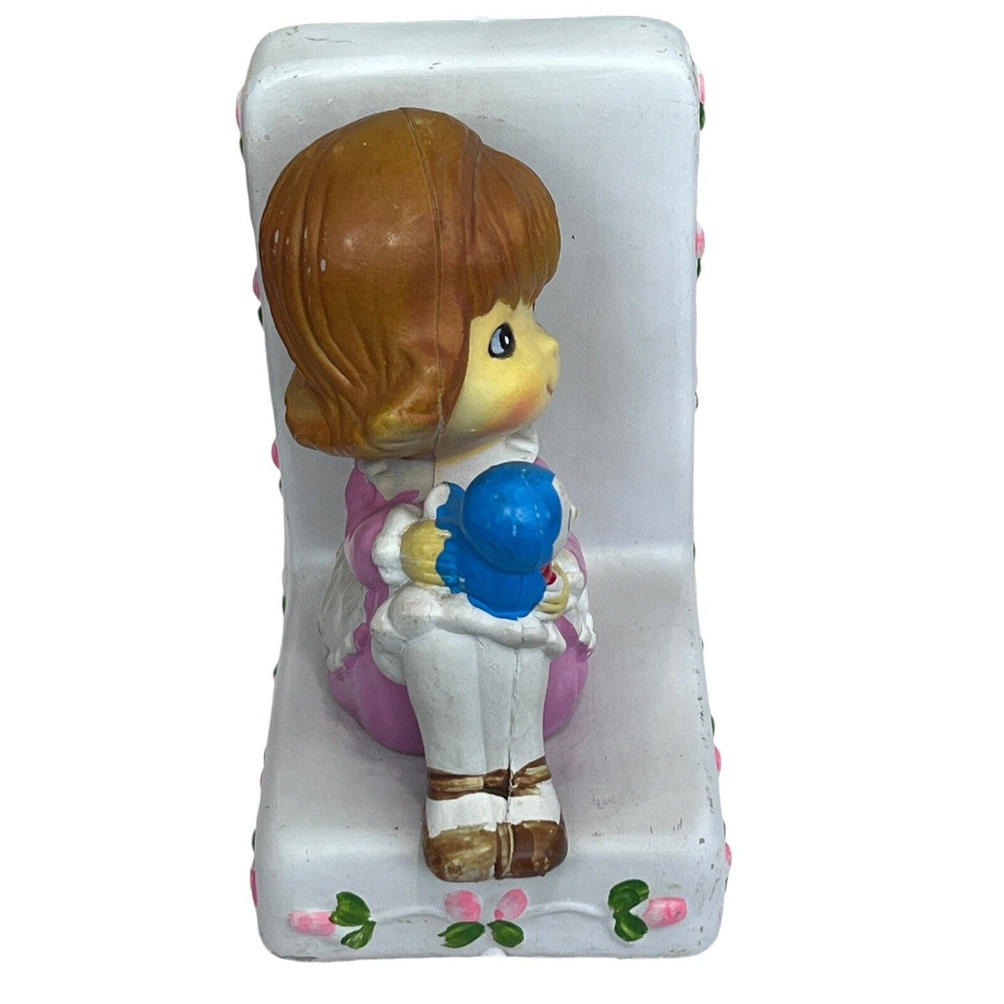 Vtg Kitsch 1970 Girl Bird Plastic Book End Hong Kong ONE SIDE ONLY