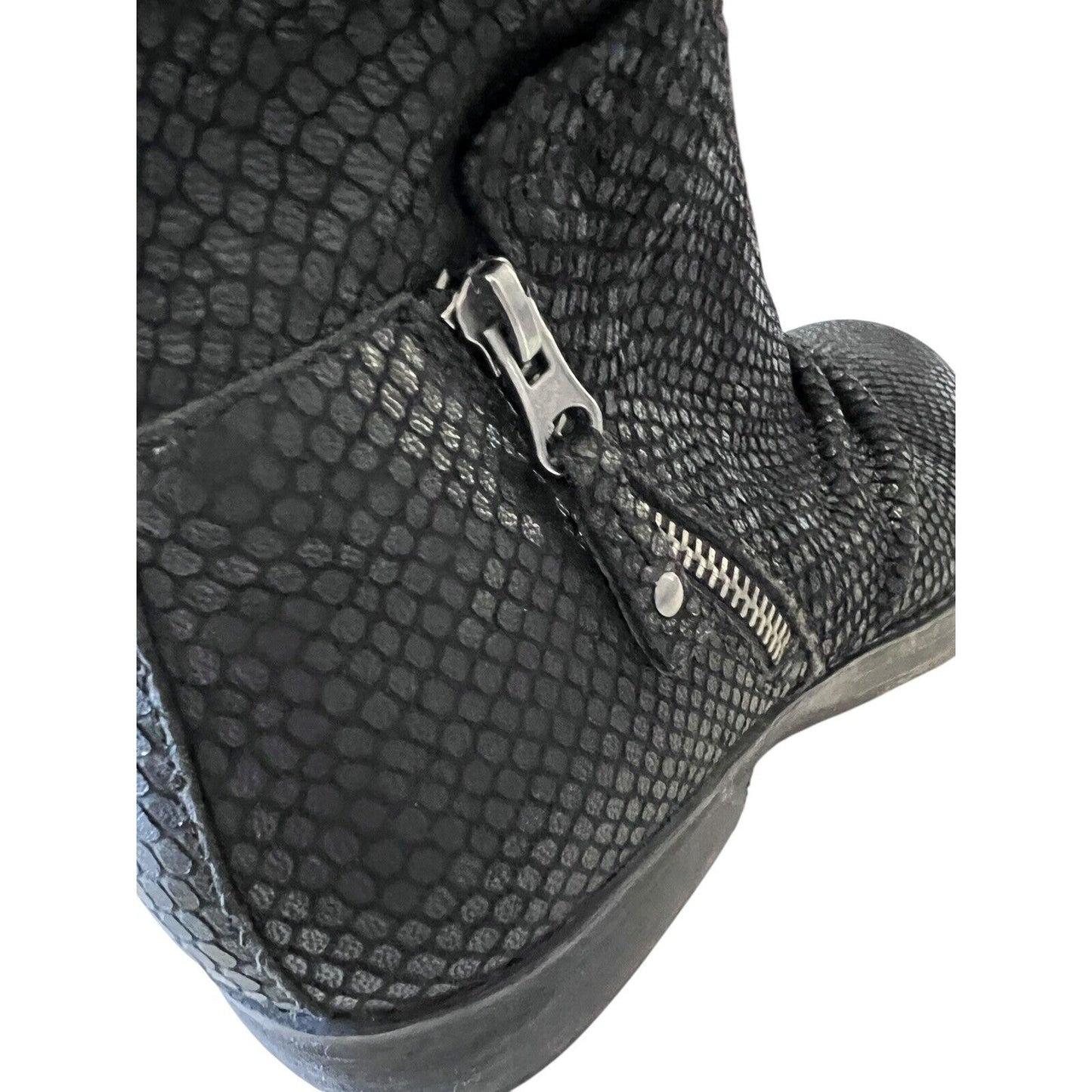 OTBT Boots Womens 8 M Yokel Shoes Black Leather Snakeskin Zipper Ankle Casual