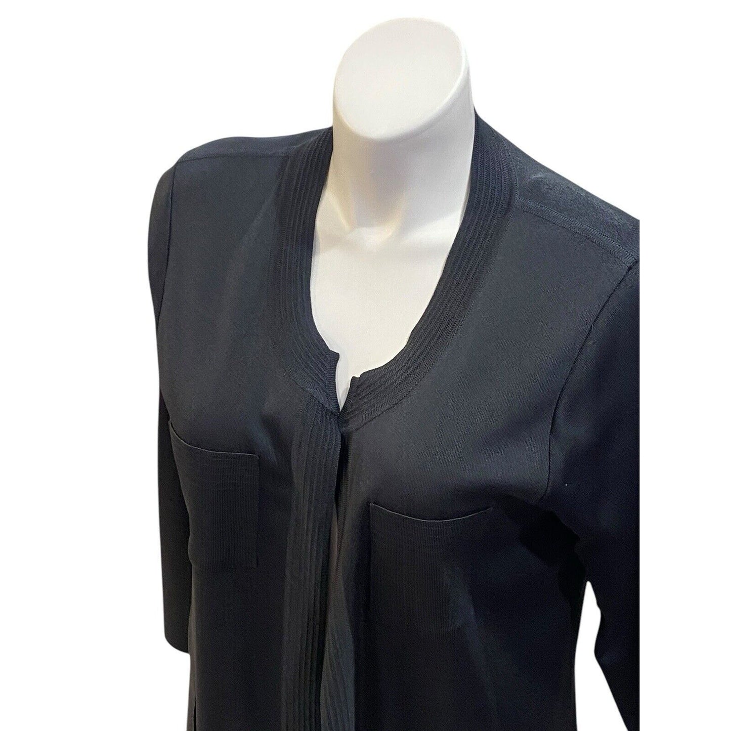 Size XL Exclusively Misook Gray Solid Open Front Sweater Cardigan 4 Pocket