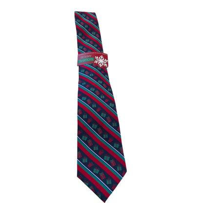 Hallmark Holiday Traditions Christmas Presents Striped Tie Novelty Necktie New