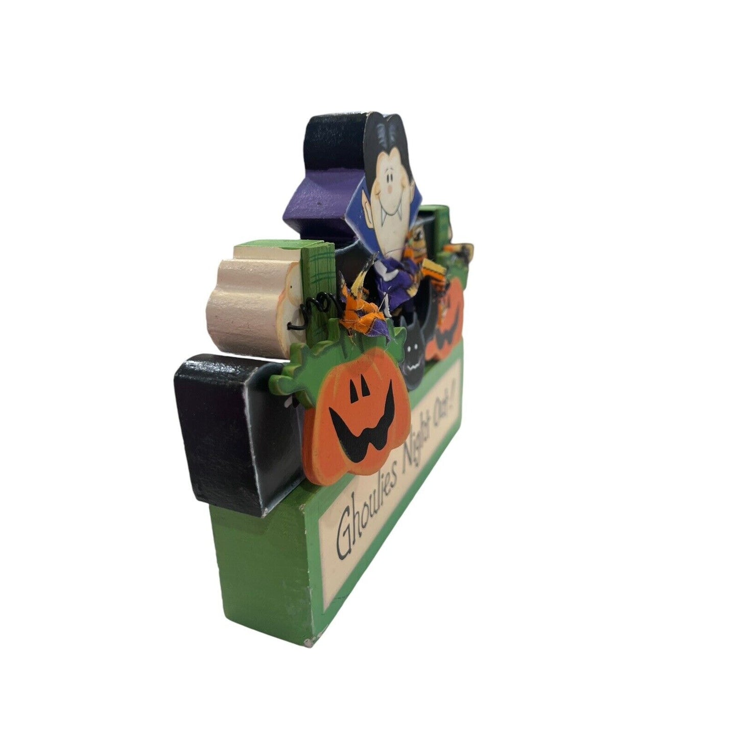 Wooden Autumn Halloween Decor Ghouls Dracula Cute Home Fall Decoration Painted