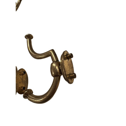 Set of 2 Vintage Brass Double Wall Hooks Robe Towel Door Wall Mount