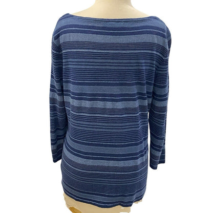 Size Large Lauren Ralph Lauren Linen Blue Striped Sweater