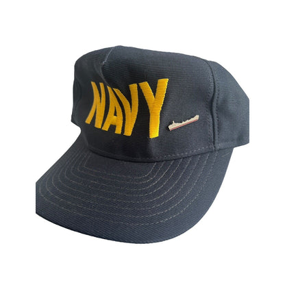 US Navy Ball Cap Snapback Made In The USA One Size Fits All With Ship Pin