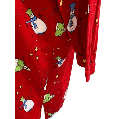 XL Charter Club Flannel Night Shirt Gown Red Snowman Long Sleeve Cotton Women