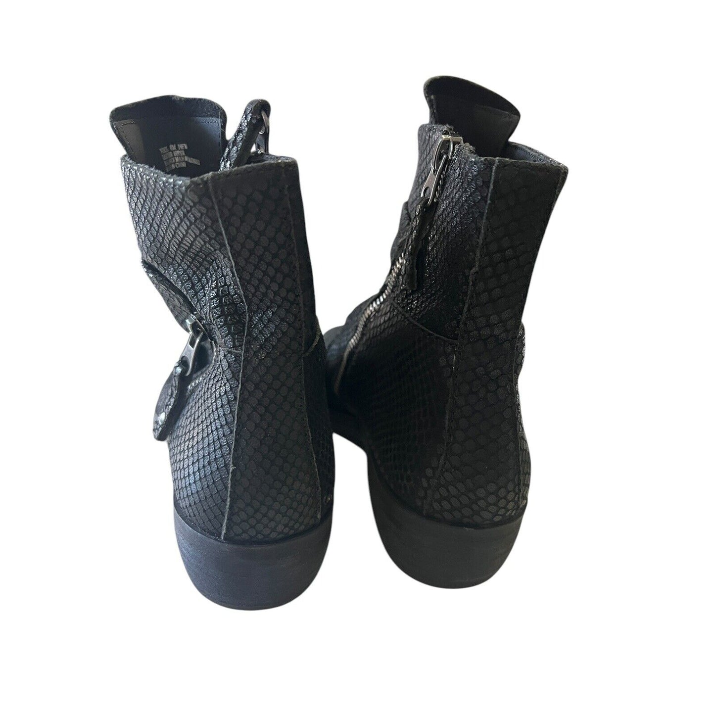 OTBT Boots Womens 8 M Yokel Shoes Black Leather Snakeskin Zipper Ankle Casual