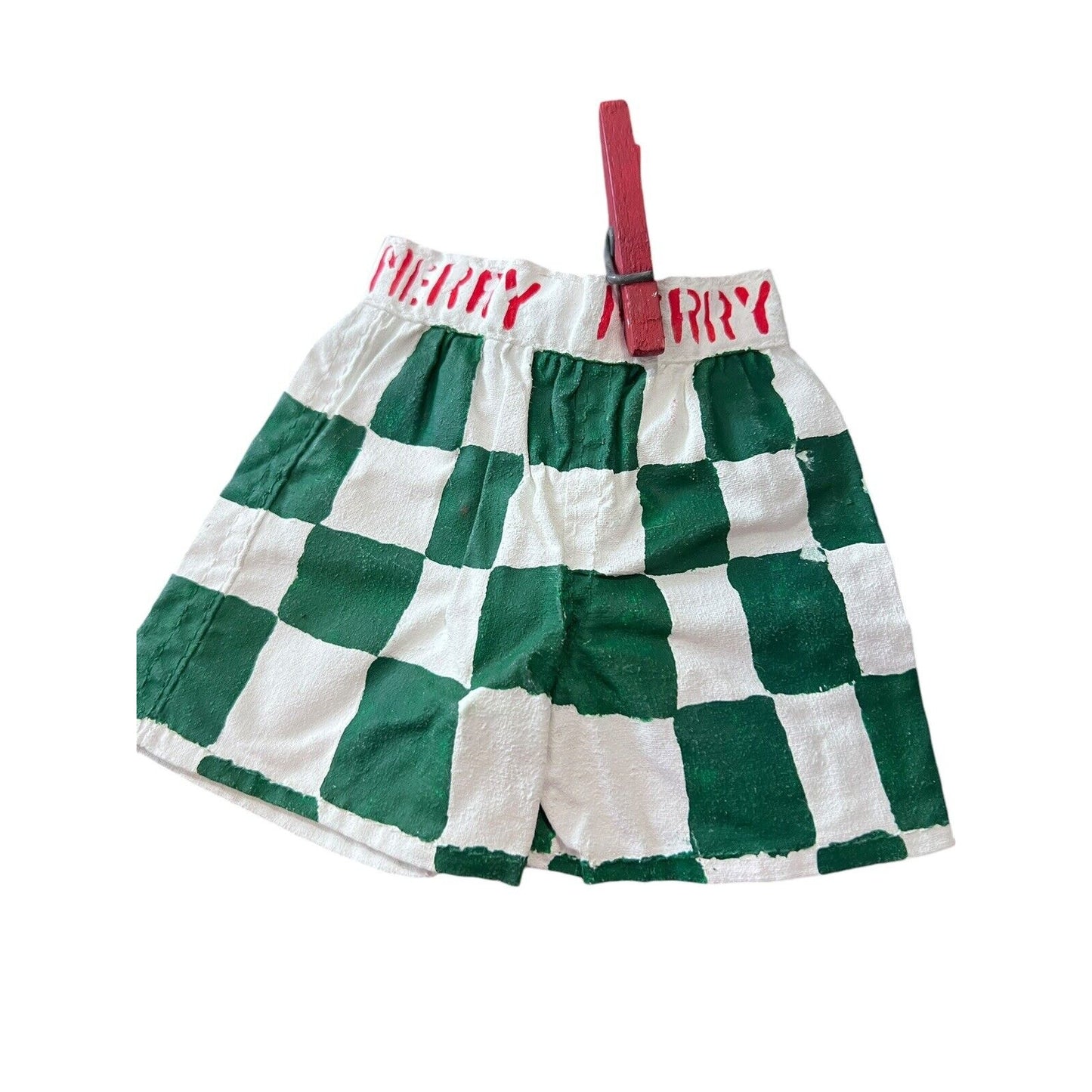 Hand Made Santa Claus Box Underwear Christmas Ornament Holiday Craft Painted