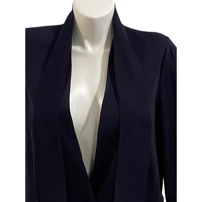 Exclusively Misook Blue Solid Belted Sweater Cardigan Textured Navy Pockets